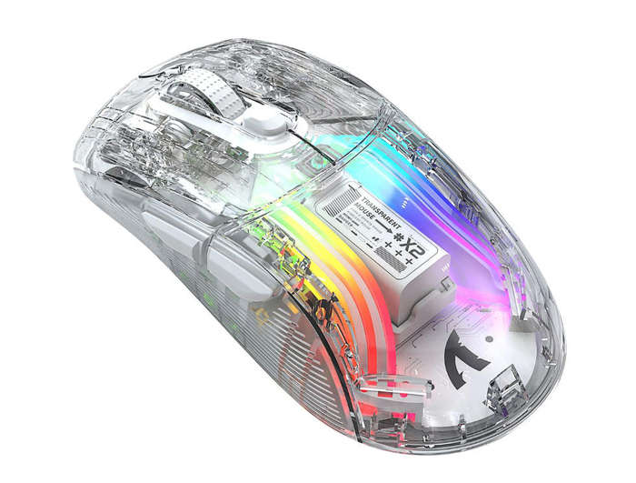 ATTACK SHARK X2 Slim Slient Mouse,Bluetooth Wireless mice with Transparent - Transparent White