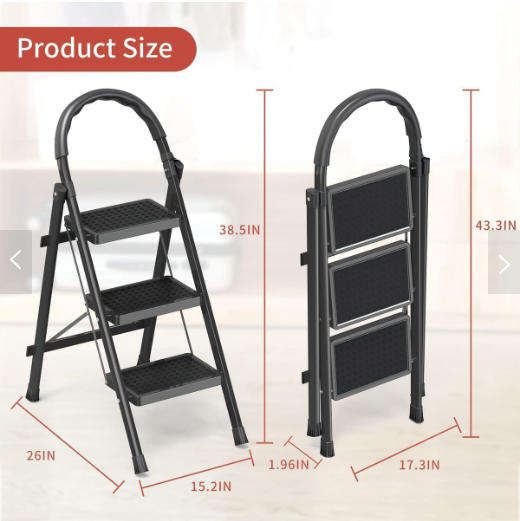 3-Step Stainless Steel Folding Ladder