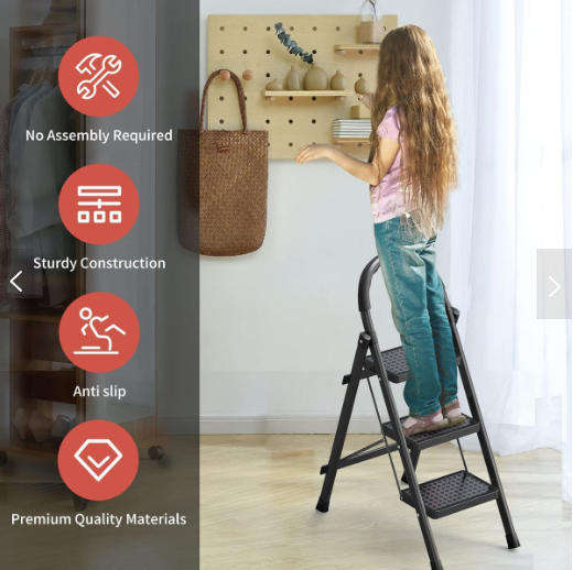 3-Step Stainless Steel Folding Ladder