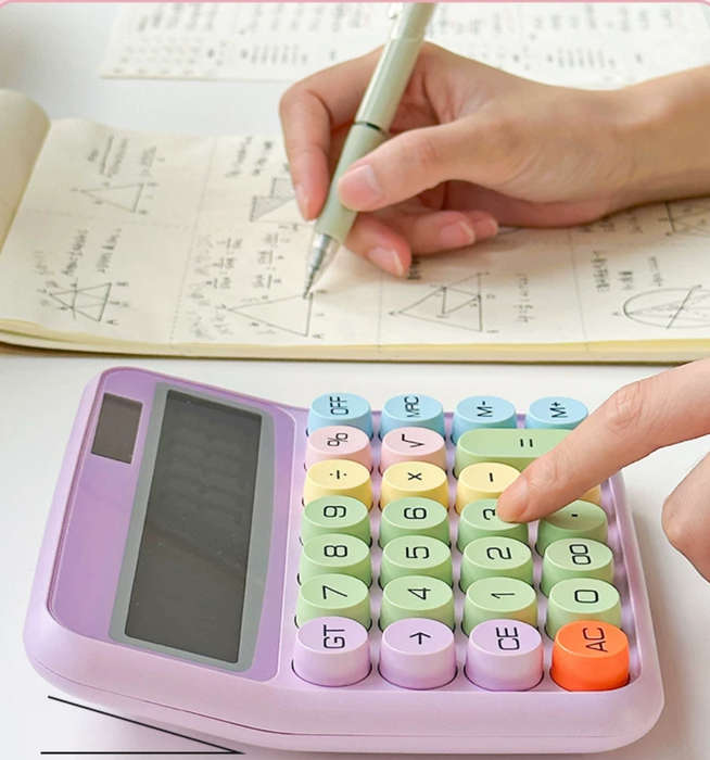 High-Value Button Calculator - 12-Digit Large Screen, Colorful & Durable Design - Perfect for Unisex