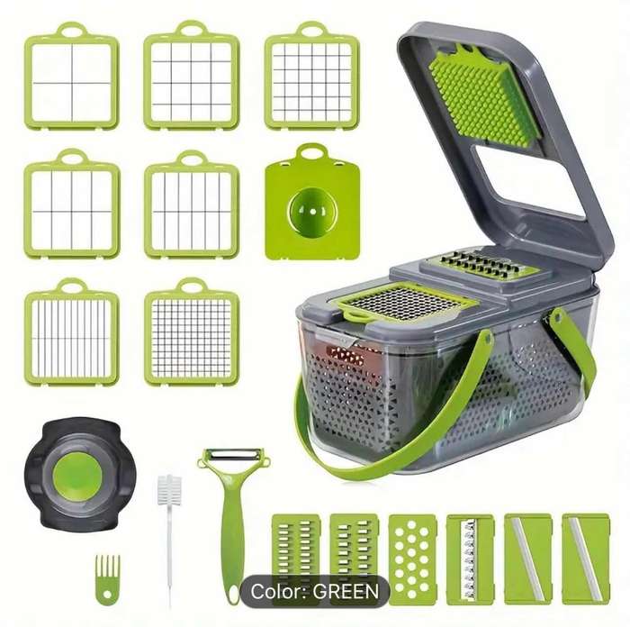 9-in-1 Vegetable Chopper Mandoline Slicer Set - Multifunctional Fruit Cutter, Manual Food Grater,
