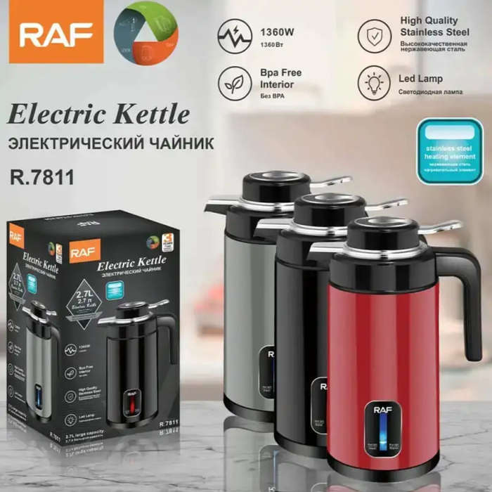 RAF Electric Kettle 2.7L Stainless Steel Double Wall R.7811