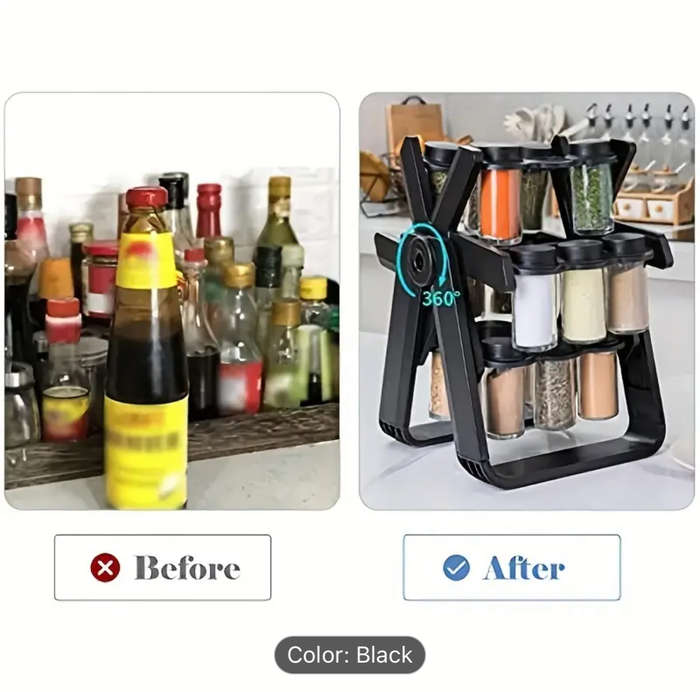 New Spice Rack Set, 18 Spice Jars, 360° Rotating Ferris Wheel, Spice Rack, Spice Bottles, Kitchen