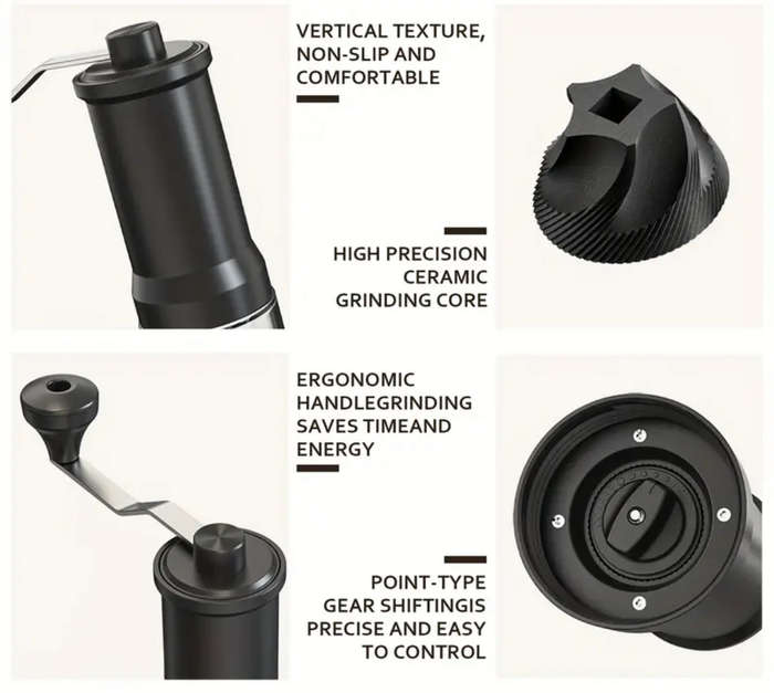 Manual Coffee Grinder: Adjustable Thickness Burr for Perfect Coffee Grounds - Portable