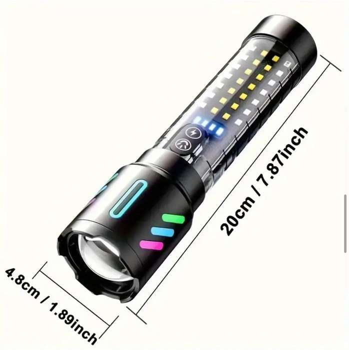 Ultra-Bright 1500LM LED Flashlight - Tactical Rechargeable Torch with COB, Long Range Spotlight,