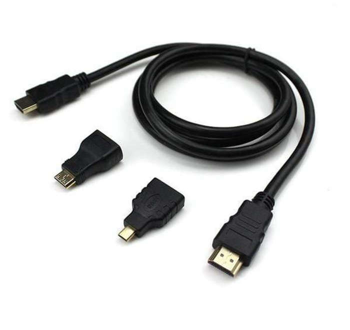 3 in 1 HDMI To HDMI Cable with Mini & Micro Adaptors Kit-1.5 Meter