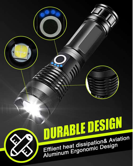LED Flashlight Rechargeable Tactical Waterproof Aluminum Torch