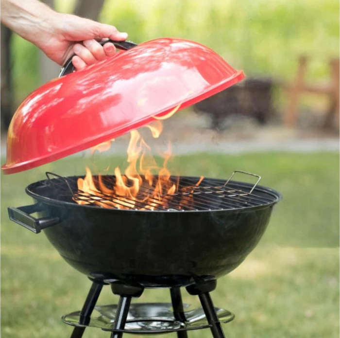 Black & Red Large Stainless Steel Portable Barbecue Grill 17 Inch