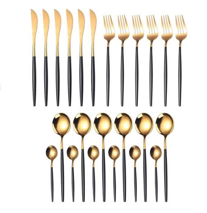 Exquisite 24 Piece Stainless Steel Cutlery Set - Rust-Resistant