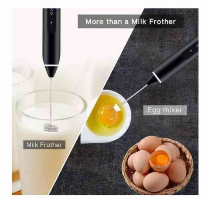 USB Rechargeable Electric Milk Frother With Double Whisk