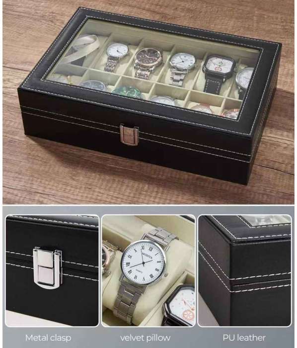 12 Slots - Leather Watch Storage Case
