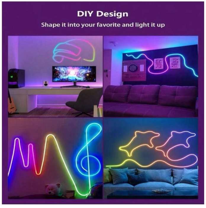 RGB-LED Neon Rope Lights Controlled by Mobile App 3M