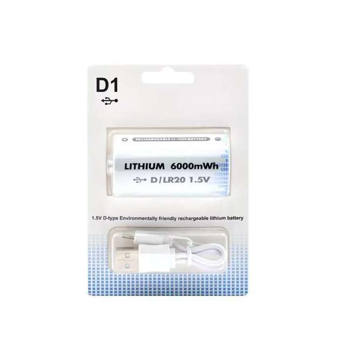 Rechargeable 1.5V D Size Battery 6000mwh