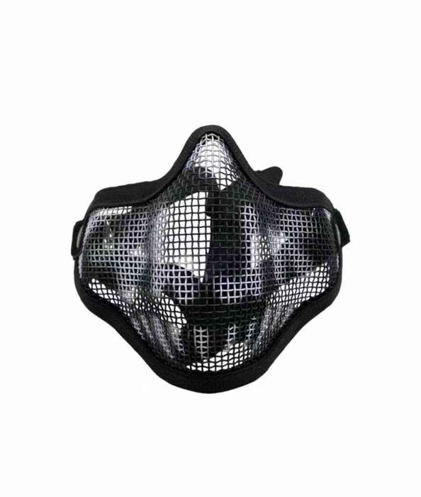 Skull Metal Mesh Lower Half Airsoft Mask - Black Skull