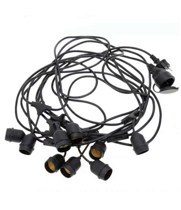 Outdoor String Light Fitting - 7.5m x 12 E27 Lamp Holder