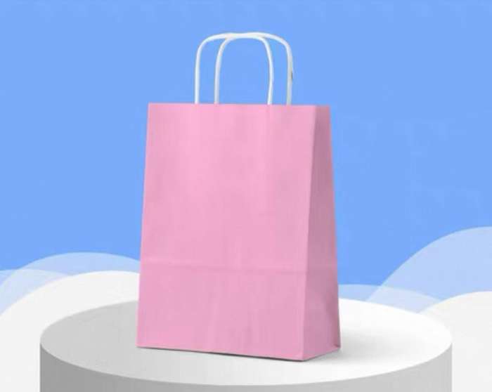 Kraft Paper Gift Bags(12 pcs / one pack - Pink size : 15*21CM