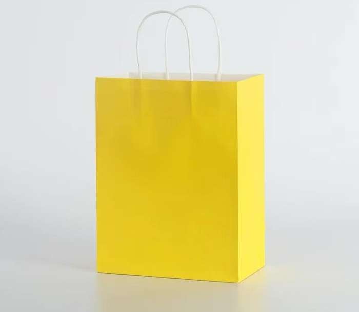 Kraft Paper Gift Bags(12 pcs / one pack - Yellow size : 21*27CM