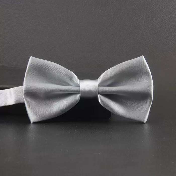 Plain Satin Bow Tie - Gray