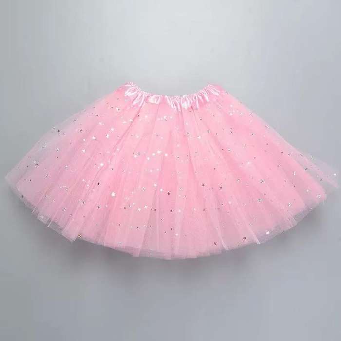 glitter Women's Tutu Skirt  Classic Elastic Mini Tulle Ballet Skirt for Party 30CM-Pink