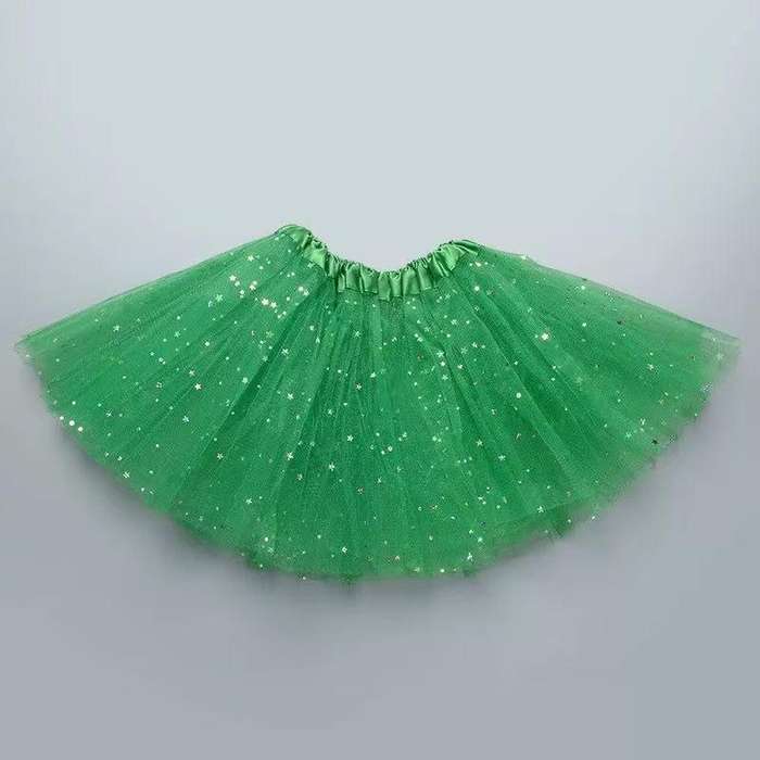 glitter Women's Tutu Skirt  Classic Elastic Mini Tulle Ballet Skirt for Party 40CM-Green