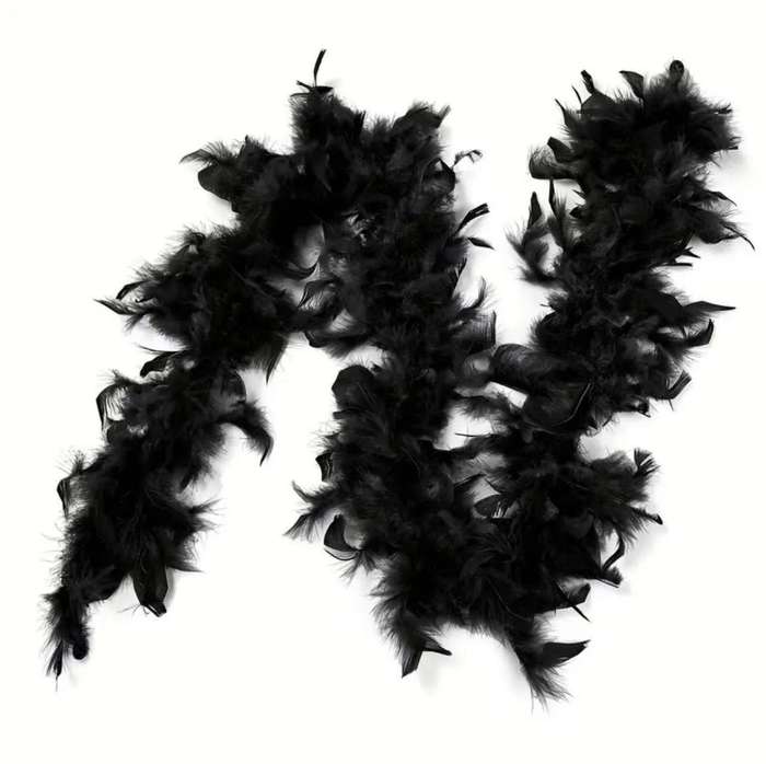 party Elegant Black Turkey Feather Boa-2M-Black