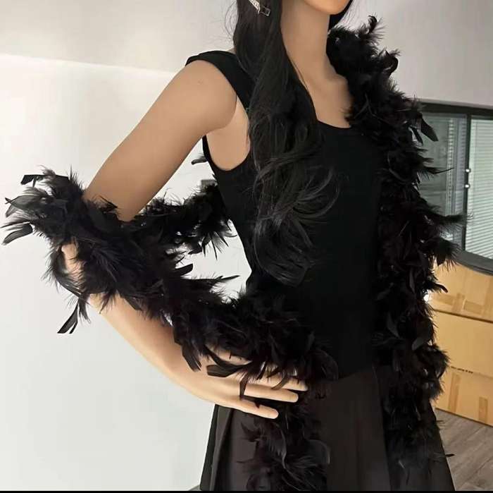 party Elegant Black Turkey Feather Boa-2M-Black