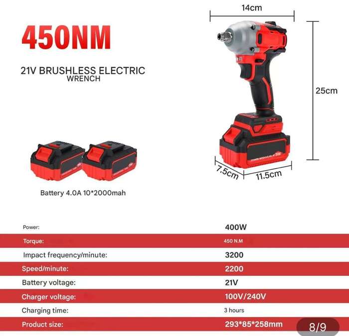 21V 450NM Brushless Cordless Impact Wrench with 4.0Ah Battery