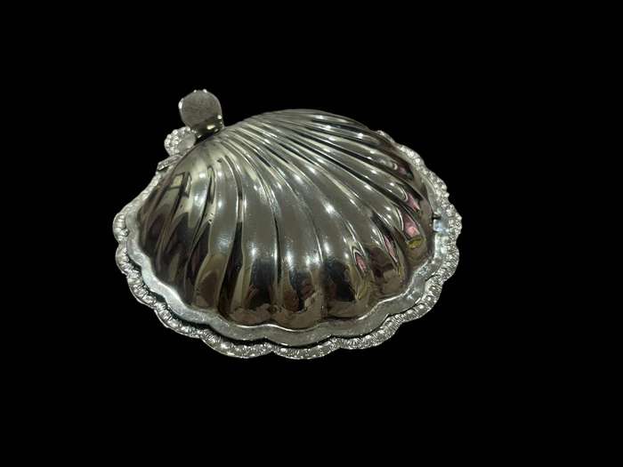 Butter dish glass inner silver plated