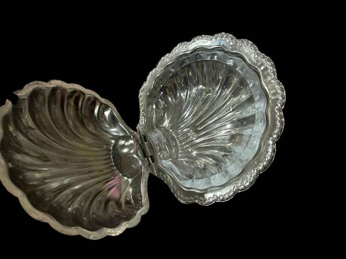 Butter dish glass inner silver plated