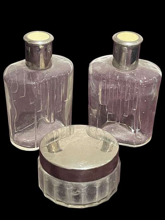 Perfume/dresser bottles set x3
