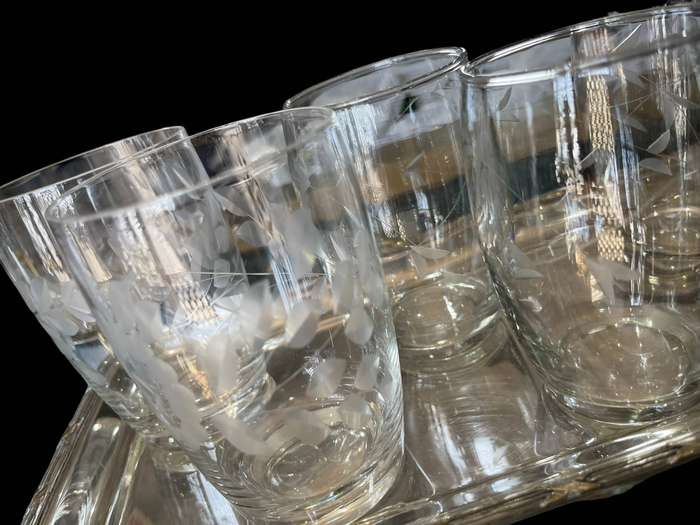 Glasses grape etched x6