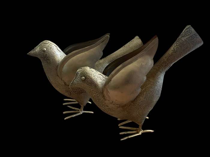 Ornament birds set metal