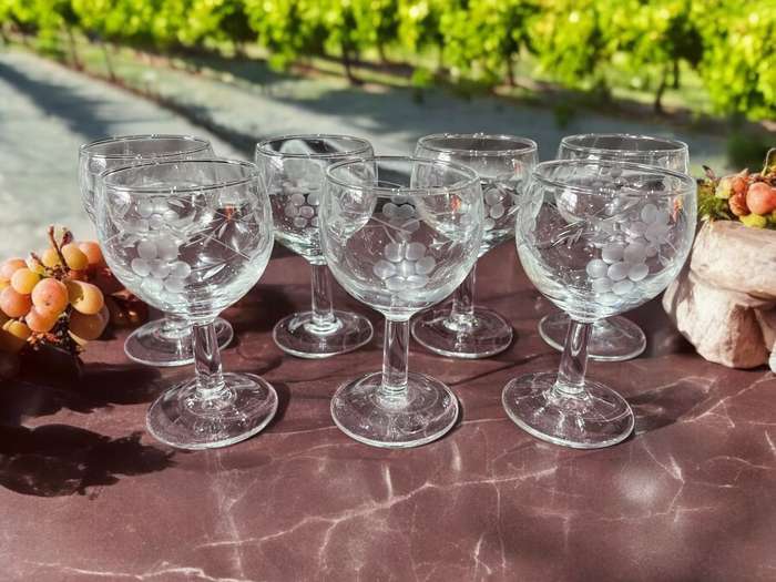 Glasses grape etched  x7(nr9)