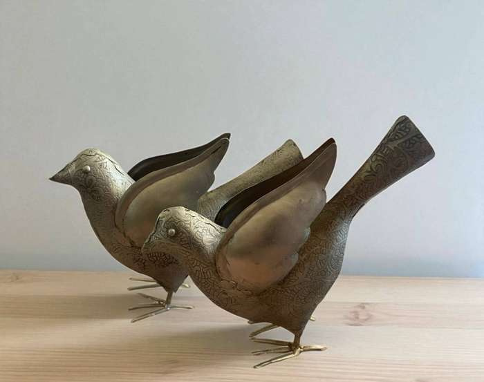 Ornament birds set metal