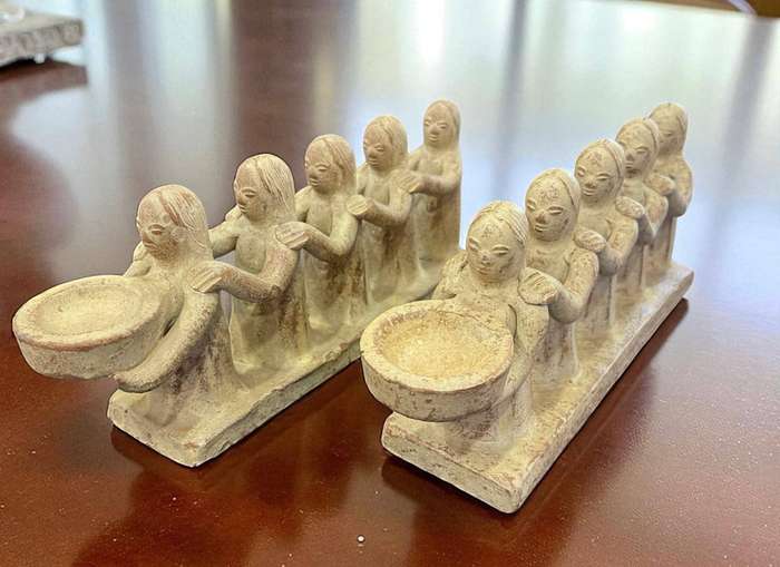 Ornament/candle holders Mayan/Aztec each
