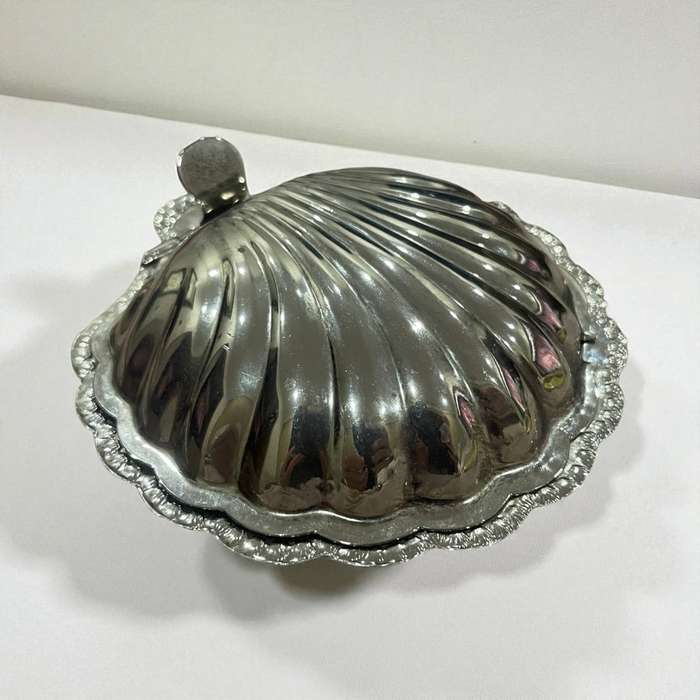 Butter dish glass inner silver plated