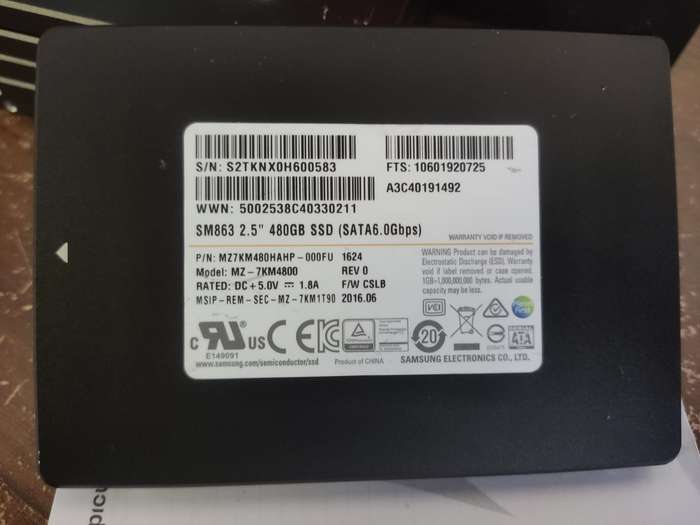 500GB SSD 2.5" - Samsung SM863 (480GB)