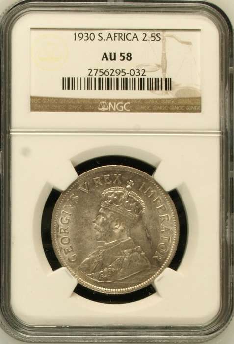 1930 SAU 2 1/2 shillings (half crown), NGC AU50 - scarce coin