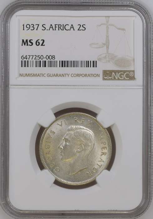 1937 SAU 2 shillings (florin), NGC MS62