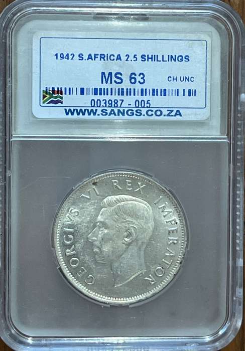 1942 South Africa Union 2 ½ shillings (half crown) SANGS MS63