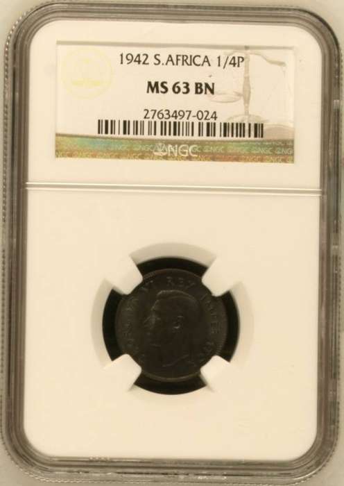 1942 SAU 1/4 penny (farthing) NGC MS63BN