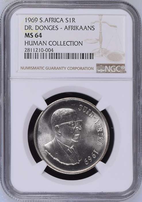 1969 RSA silver rand Afrikaans NGC MS64