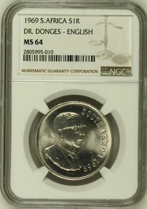 1969 RSA silver rand English NGC MS64