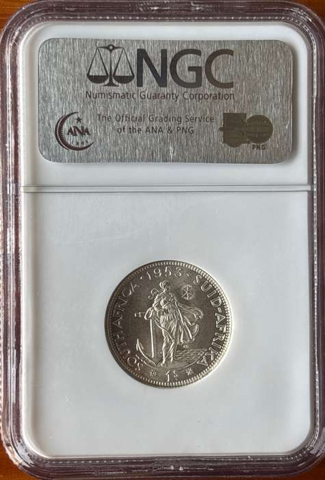 1953 SAU shilling, NGC MS63