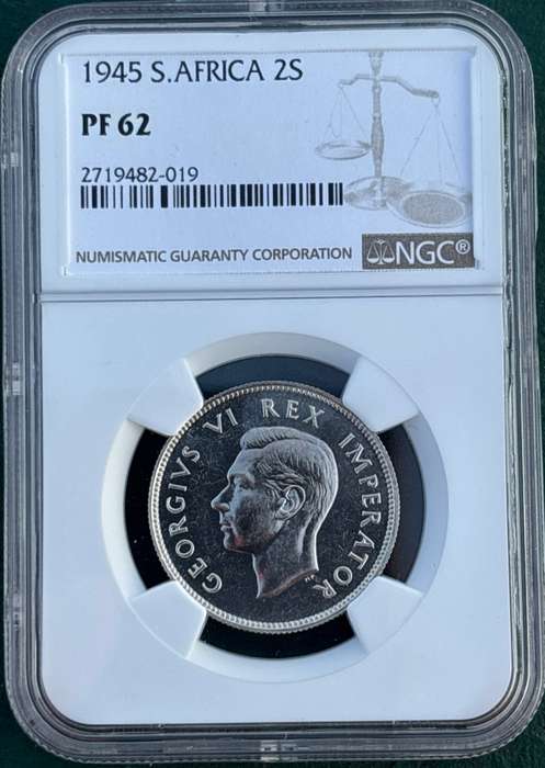 1945 SAU 2 shillings (florin), NGC PF62 - only 150 proof coins minted