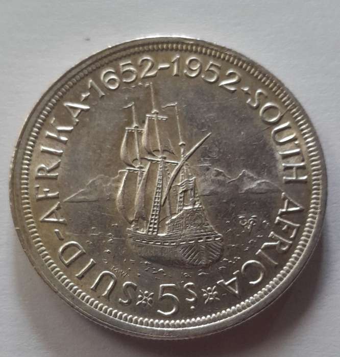 South Africa Silver 5 Shillings 300th Anniversary 1952