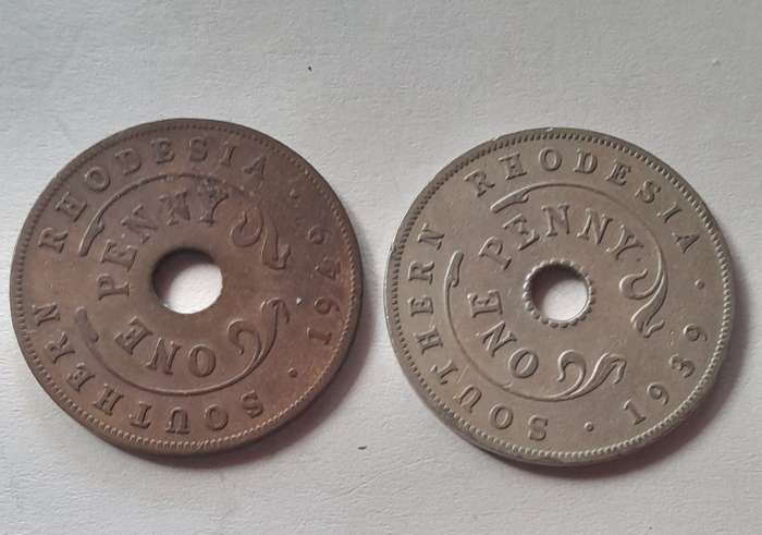 Southern Rhodesia One Penny Coins - 1939 & 1949