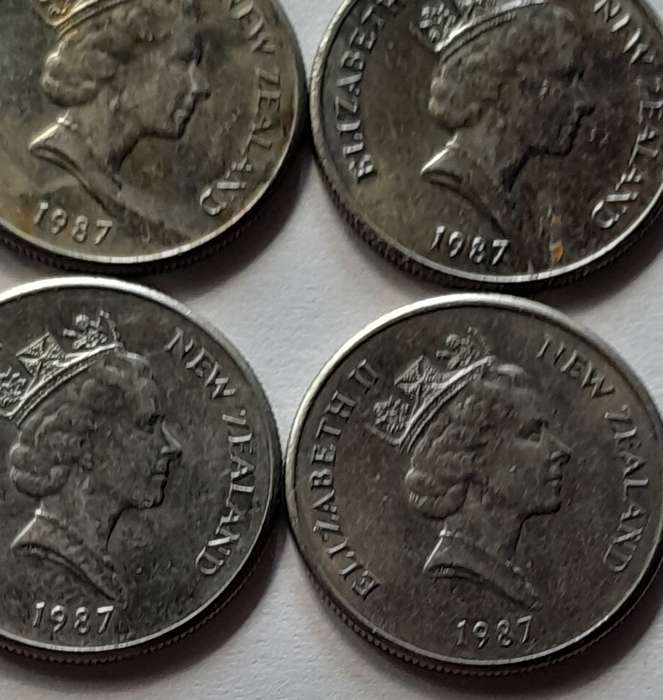 4 x New Zealand 5 Cent Coins - 1987