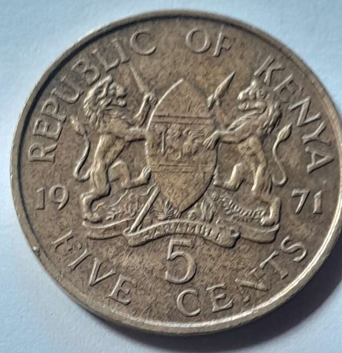 Kenya Five Cent Coin - 1971