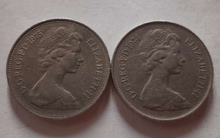 1974, 1975 10 New Pence Coins